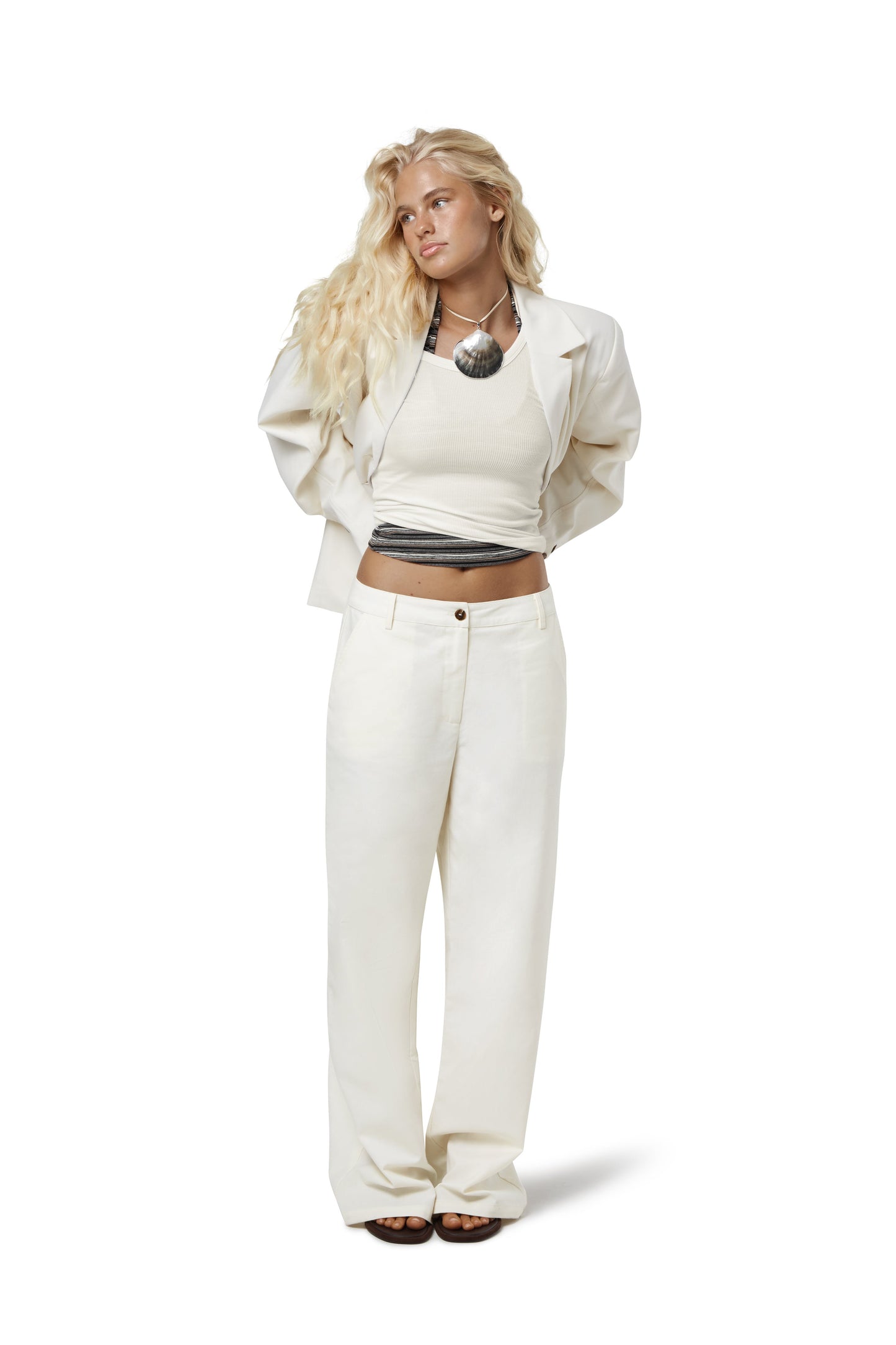 Frankie Straight Leg Linen Trouser in Natural