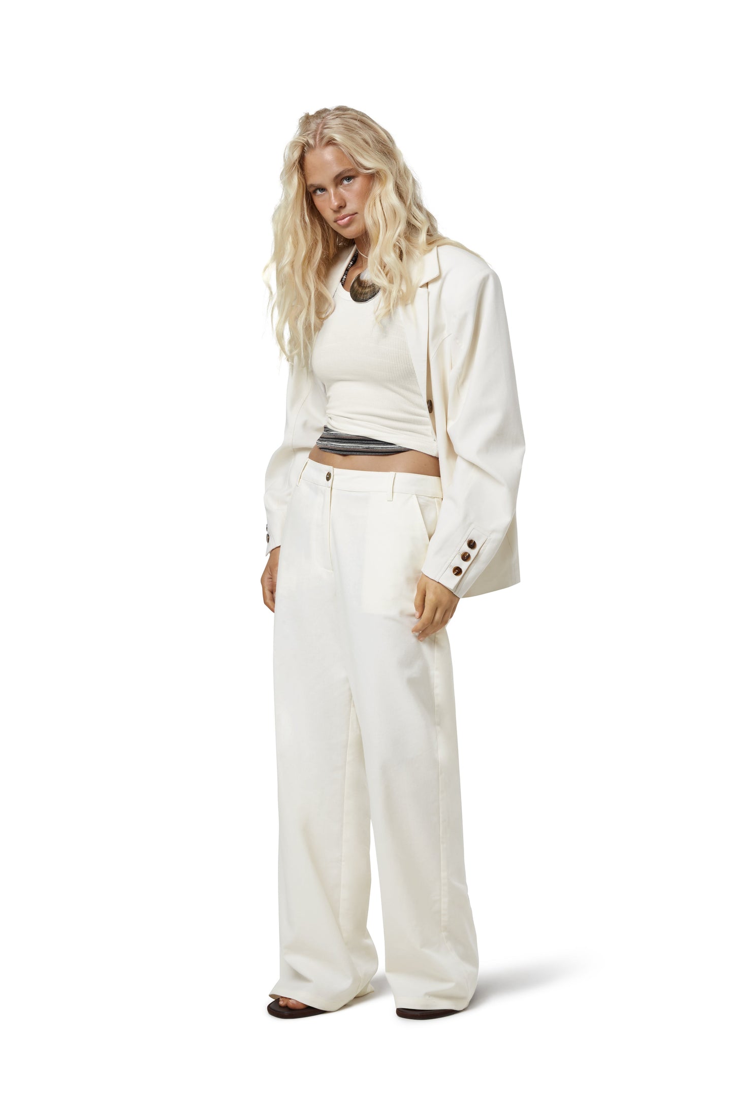 Frankie Straight Leg Linen Trouser in Natural