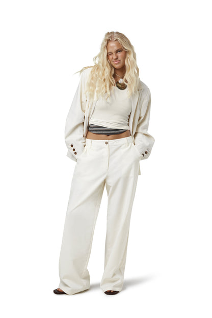 Frankie Straight Leg Linen Trouser in Natural