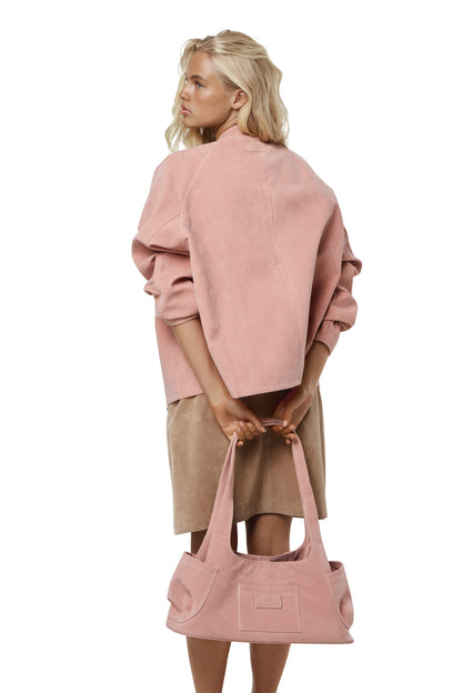 Martha Faux Suede Carryall in Rose