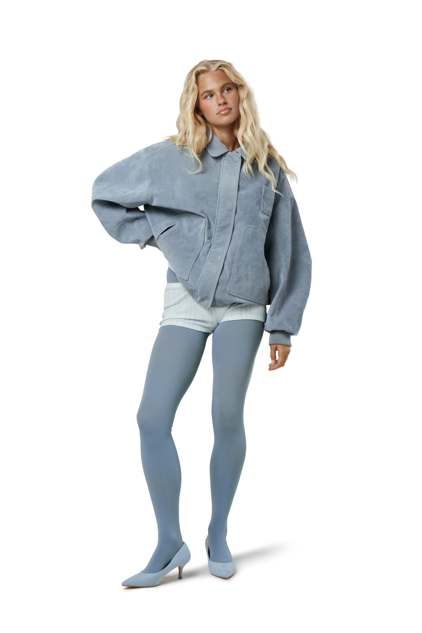 Martha Blue Faux Suede Jacket