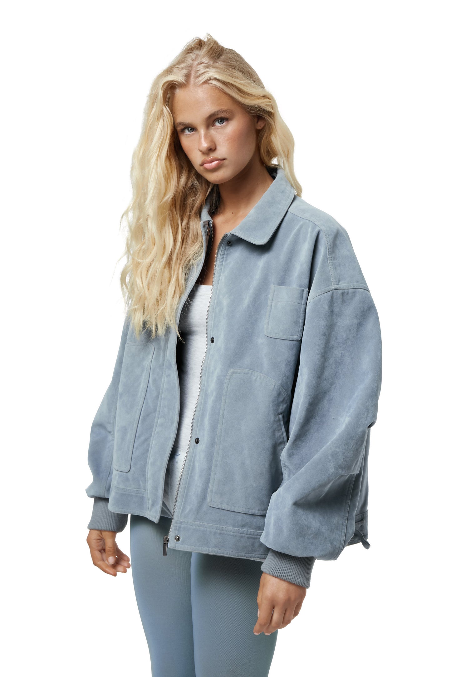 Martha Blue Faux Suede Jacket