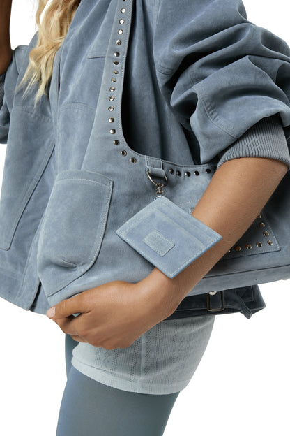 Martha Faux Suede Carryall in Blue