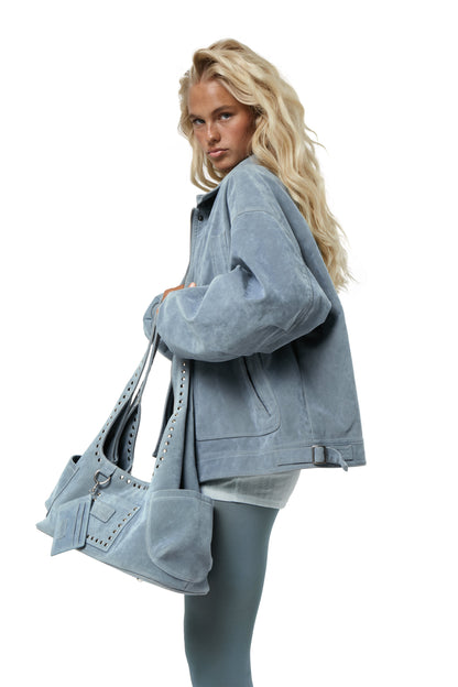 Martha Faux Suede Carryall in Blue
