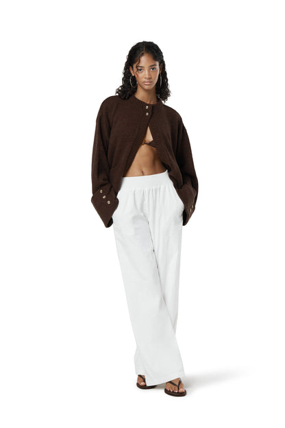 Sable Button Top Cardigan in Brown