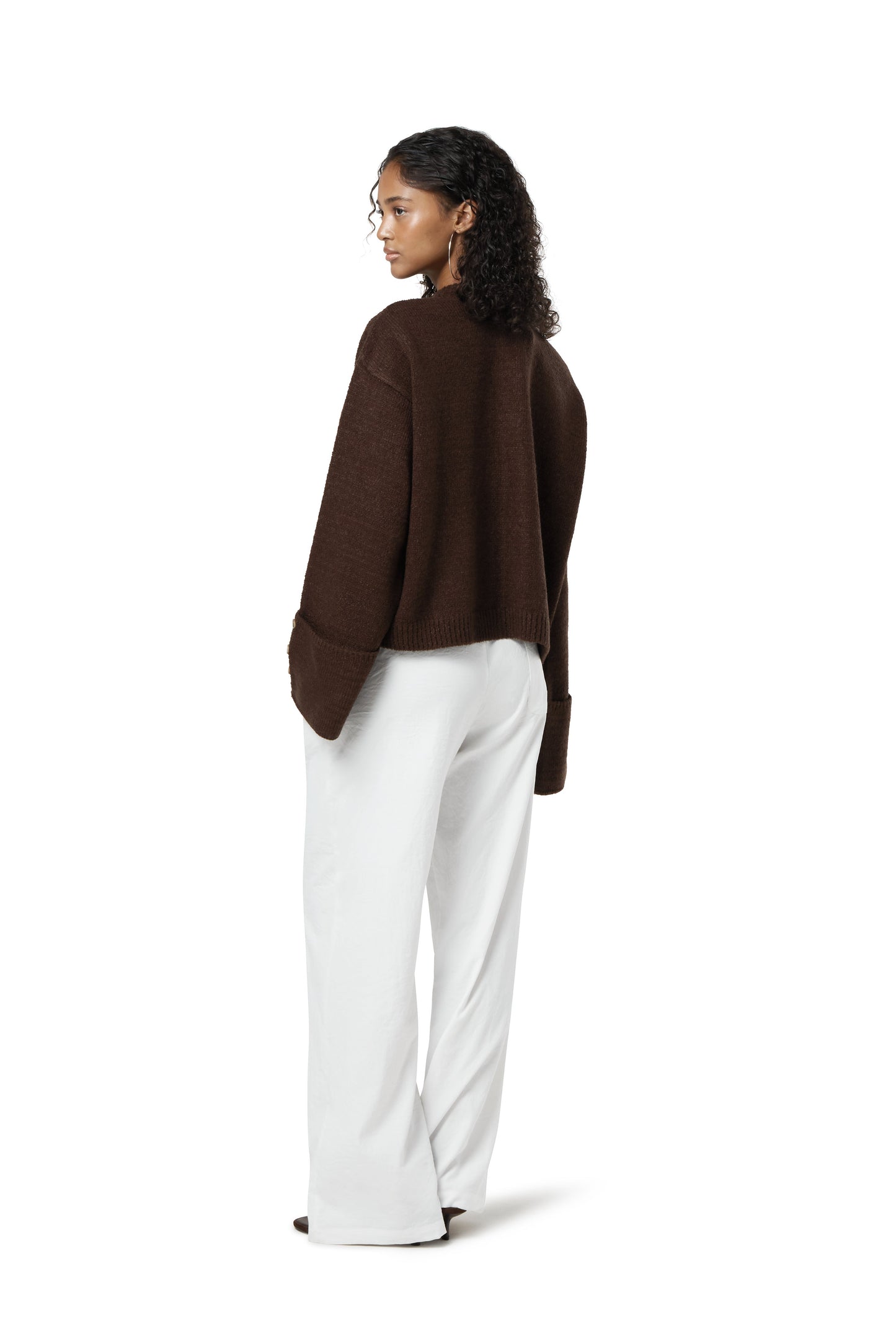 Sable Button Top Cardigan in Brown