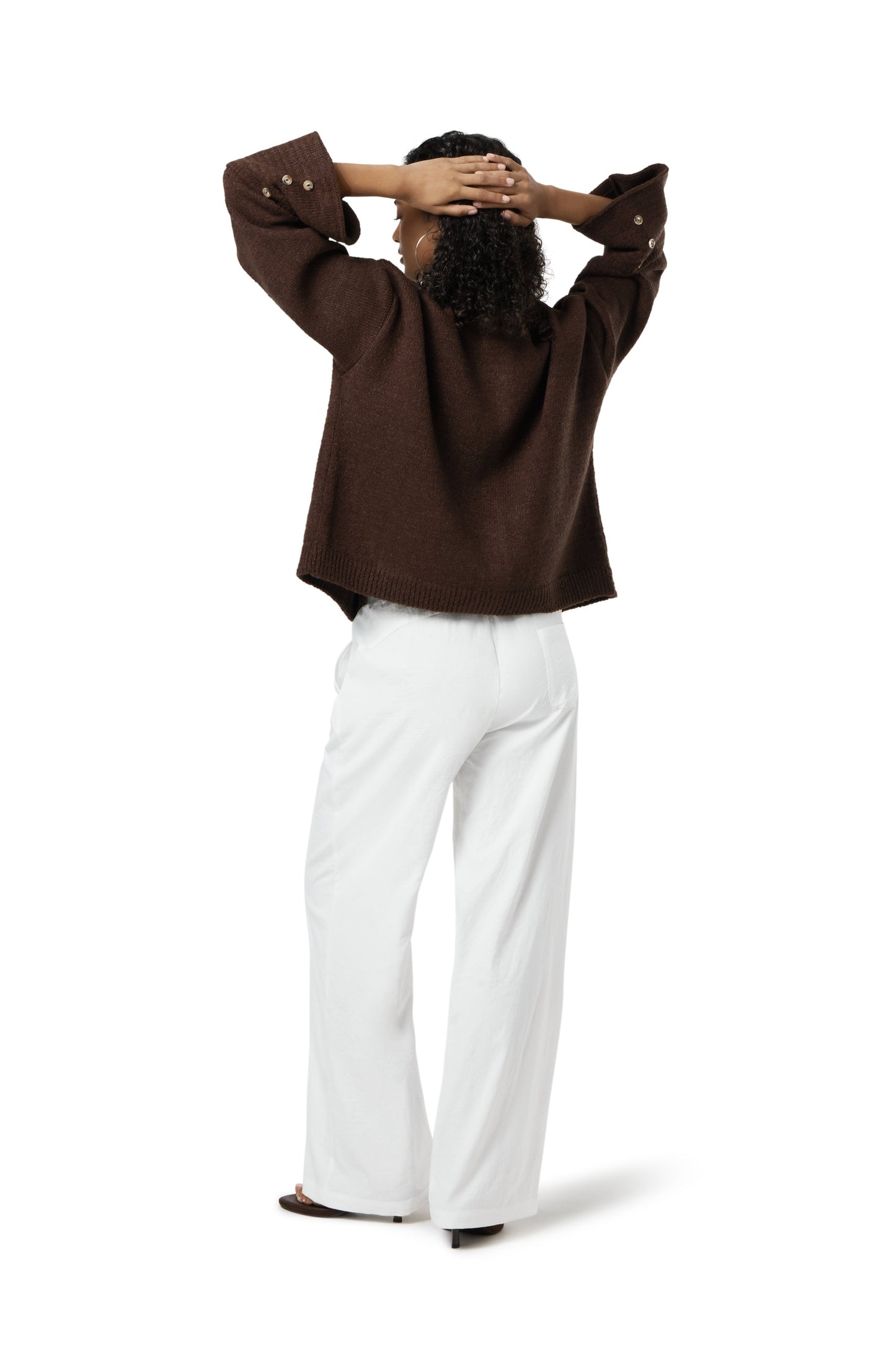 Sable Button Top Cardigan in Brown