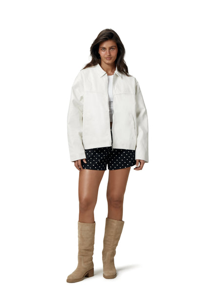 Milky Vegan Leather Jacket