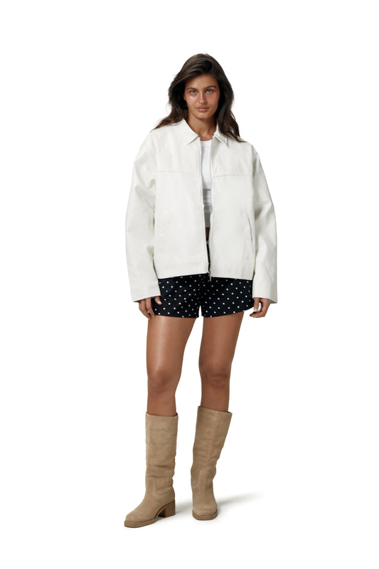 Milky Vegan Leather Jacket