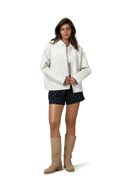 Milky Vegan Leather Jacket