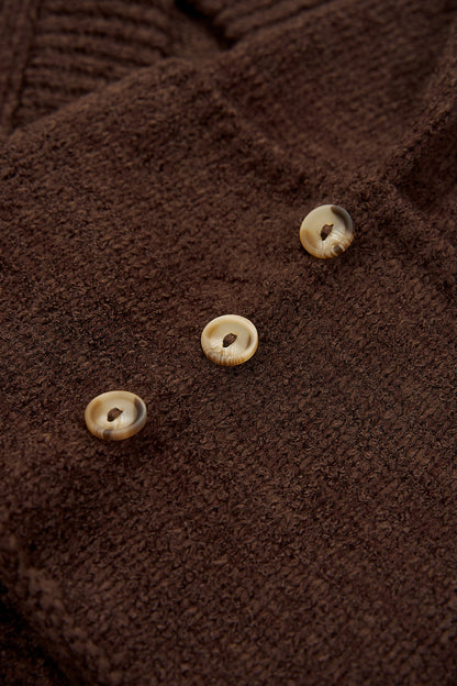Sable Button Top Cardigan in Brown