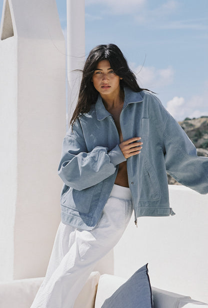 Martha Blue Faux Suede Jacket
