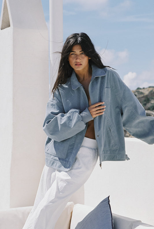 Martha Blue Faux Suede Jacket